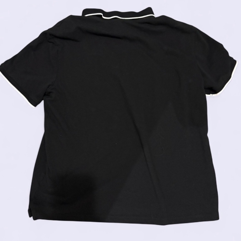 H&M Men’s Slim Fit Black Polo Shirt | Tagged L (Fits S/M) | White Trim - Picture 2 of 8